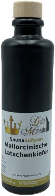 200ml Sauna Aufguss Konzentrat Latschenkiefer in edler Flasche aus Steinzeug + 50g Menthol Kristalle