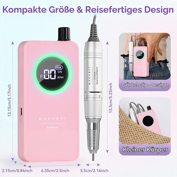 Makartt Nagelfräser – Wiederaufladbarer Professionell Fräser Nägel mit 35000 U/min, Elektrische Nage