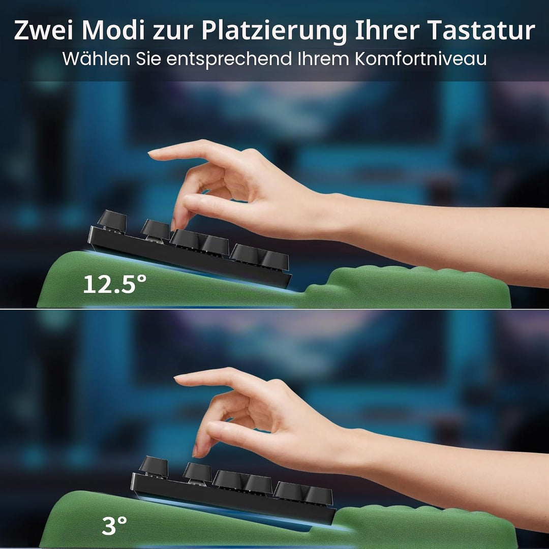 2-in-1 Ergonomische Tastatur Handauflage, Handballenauflage Tastatur mit Weichem Memory-Schaum, Ruts