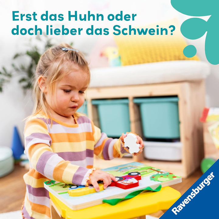 Ravensburger 12034123 Play+ Magnetisches Holz-Zähl-Puzzle: Bauernhof, Zählspiel und Balancierspiel f