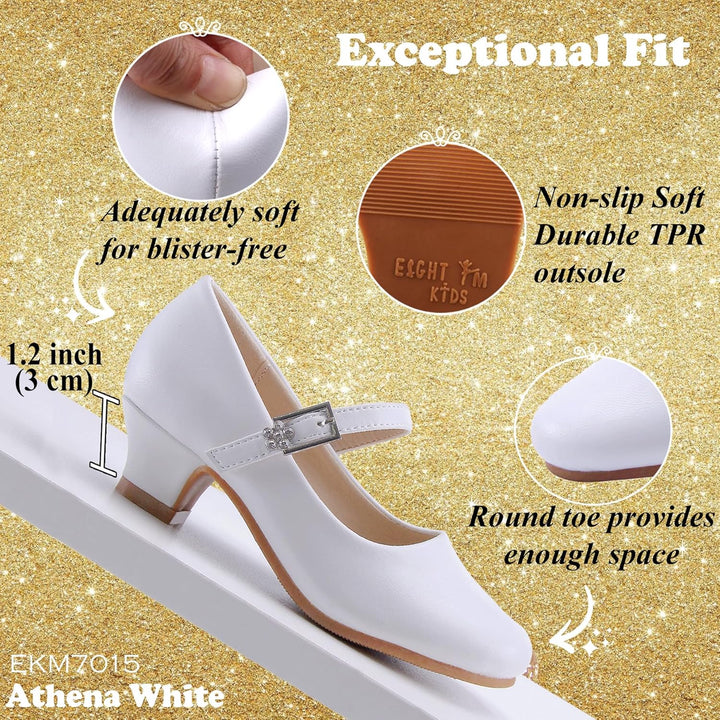 EIGHT KM - Mädchen High Heel Kleid Schuhe - Mary Jane Prinzessin Hochzeit Pumps - Funkelnder Glitzer