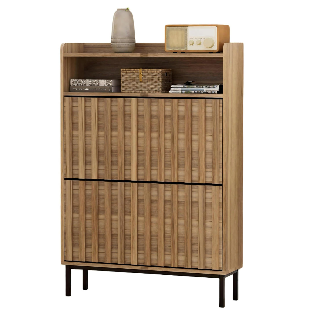 UEV Schuhschrank mit 2 Klappen Schmal, Schuhkipper für Flur Wohnzimmer, Schuhkommode mit Kippschutz,