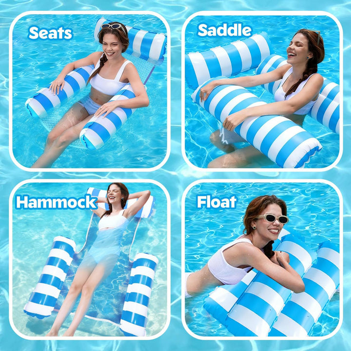 Luftmatratze Pool mit Netz,Luftmatratze Wasser Mehrzweck 4 in 1,Wasserhängematte für Erwachsene und