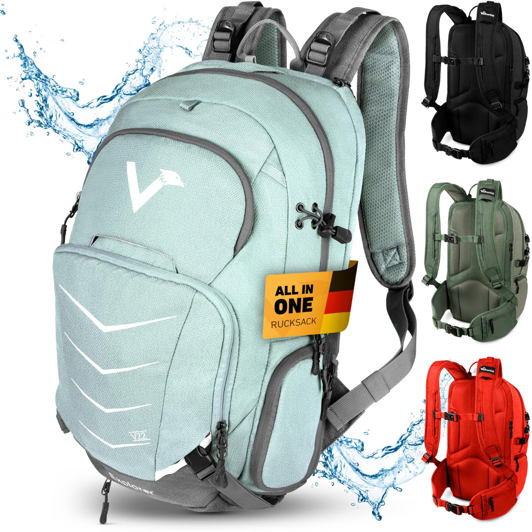 Valkental - Innovativer Rucksack mit perfekter Aufteilung (22L) Erweiterbares Volumen (Kein Schwitze