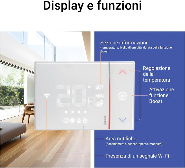 Bticino SXW8002W - Smarther2 mit Netatmo, Thermostat für Wandkessel, programmierbar, ON/OFF-Steuerun