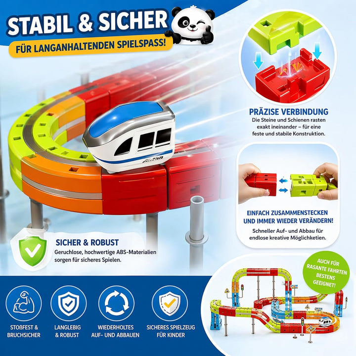 Elektrische Eisenbahn, Flexible Rennstrecke mit Faszinierenden 3D-Layouts, Magnetisches DIY-Eisenbah