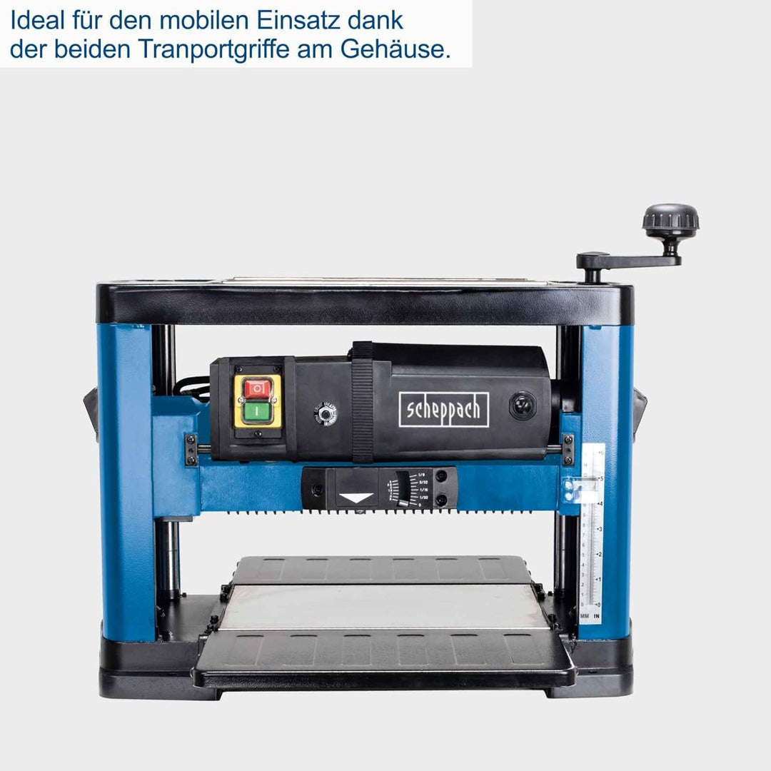 Scheppach Dickenhobelmaschine PLM1800 | 1500W Leistung | 2 Hobelmesser | Drehzahl Hobelwelle 8500 mi