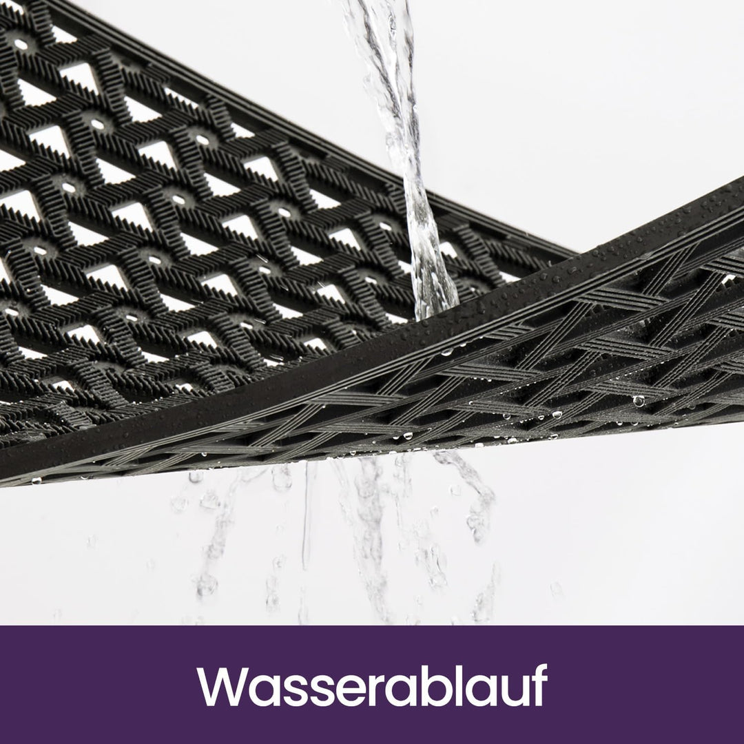 DEXI Fussmatte Aussen 48,5 x 75 cm, rutschfeste Schmutzfangmatte mit Drainagelöchern, Wasserdicht &