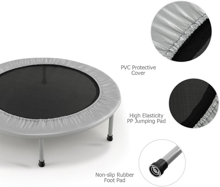 LIFEZEAL Faltbares Fitness-Trampolin Ø 97 cm, Mini-Trainingstrampolin mit Federn, robuster Stahlrahm