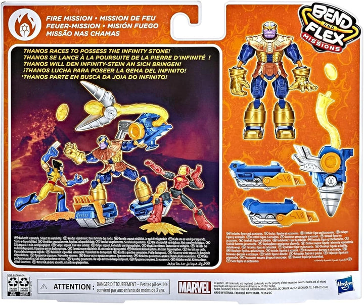 Hasbro Marvel Avengers Bend and Flex Missions Thanos Fire Mission Figure, 15-cm-Scale Bendable Toy f