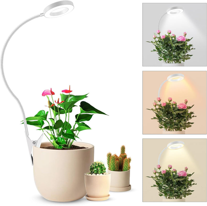 Pflanzenlampe LED Vollspektrum, Pot Clip 6500K Grow Light, zwei Installationsoptionen Pflanzenlicht,