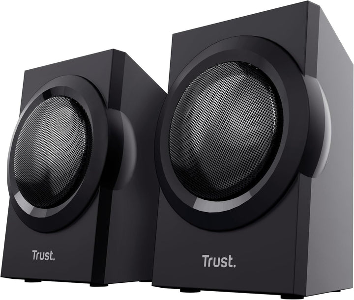 Trust Yuri 2.1 PC Lautsprecher mit Subwoofer, 120W Spitzenleistung, Subwoofer aus Holz mit einem Sta