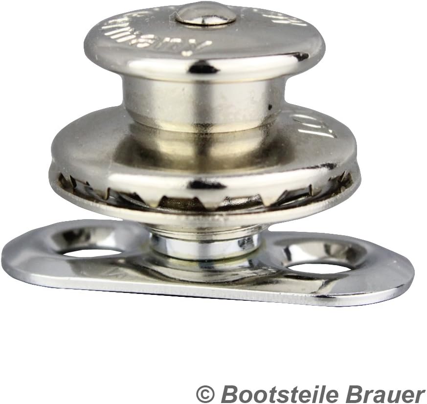 Bootsteile Brauer 15 Stück LOXX® Oberteil Knopf Gross 15 mm - Edelstahl/Messing vernickelt