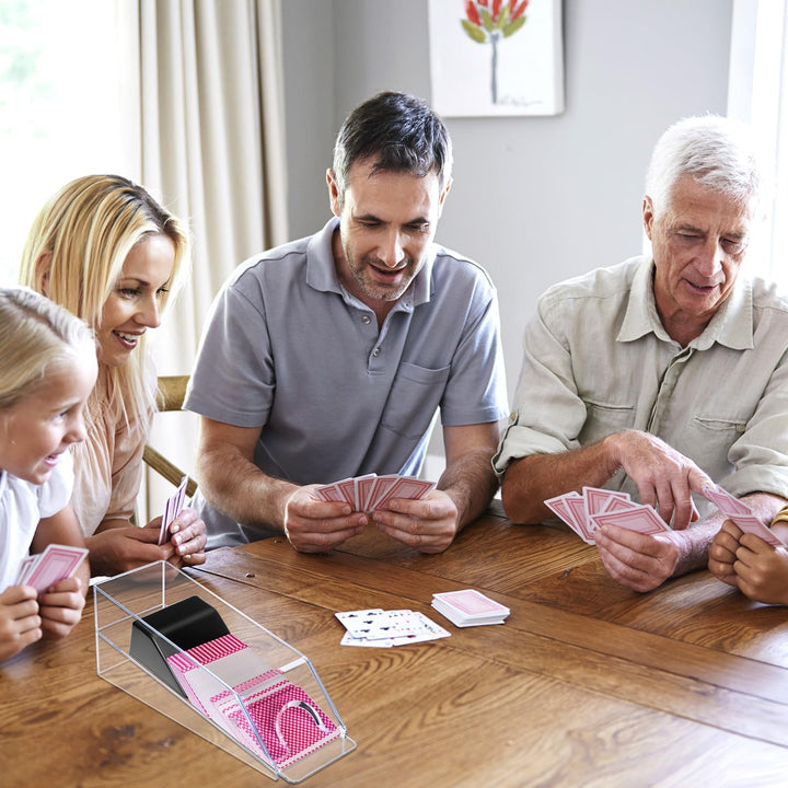QWORK® Kartenschlitten, Kartenspender für 6 Decks, Poker oder Blackjack Zubehör, Transparent, Karten