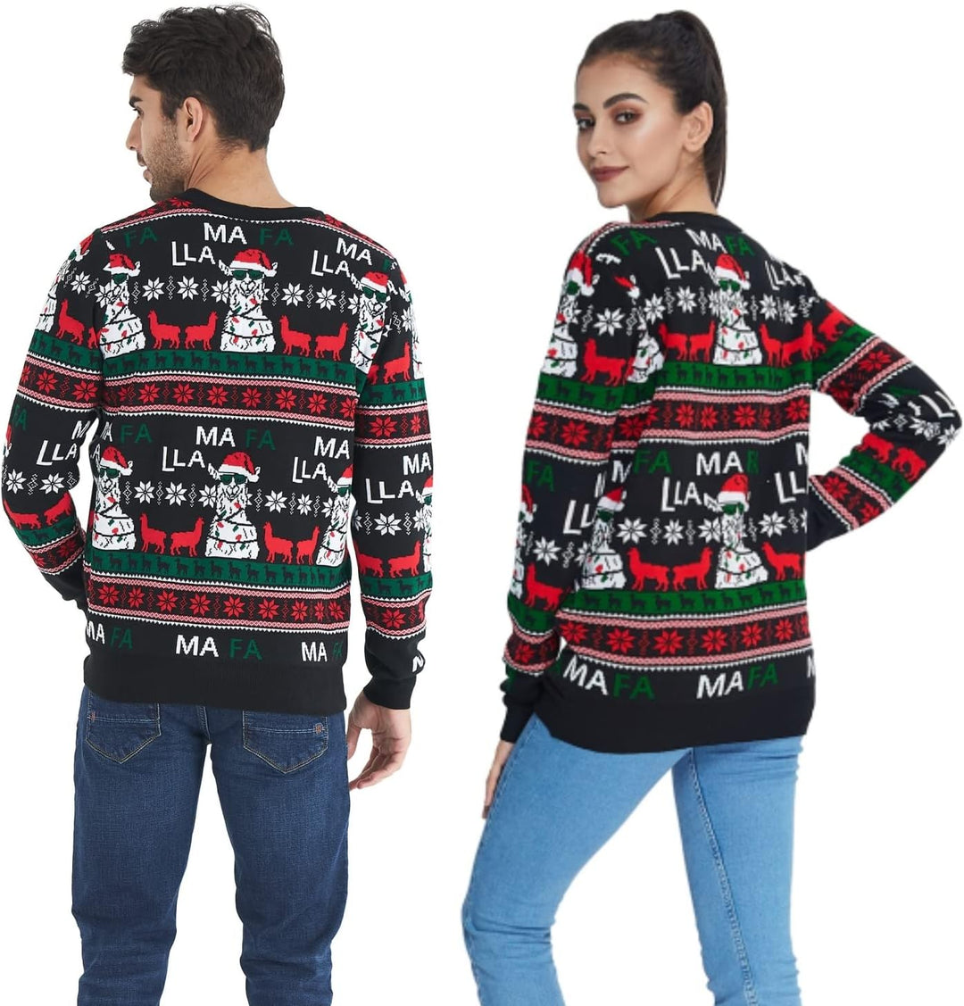 Belovecol Unisex Weihnachtspullover LED Ugly Christmas Sweater Pullover Langarm Strickpullover L Alp
