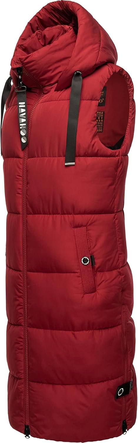 Navahoo Damen ärmellose Lange Outdoorweste warme Winterjacke Schnuffelchen XS-3XL S Blood Red, S Blo