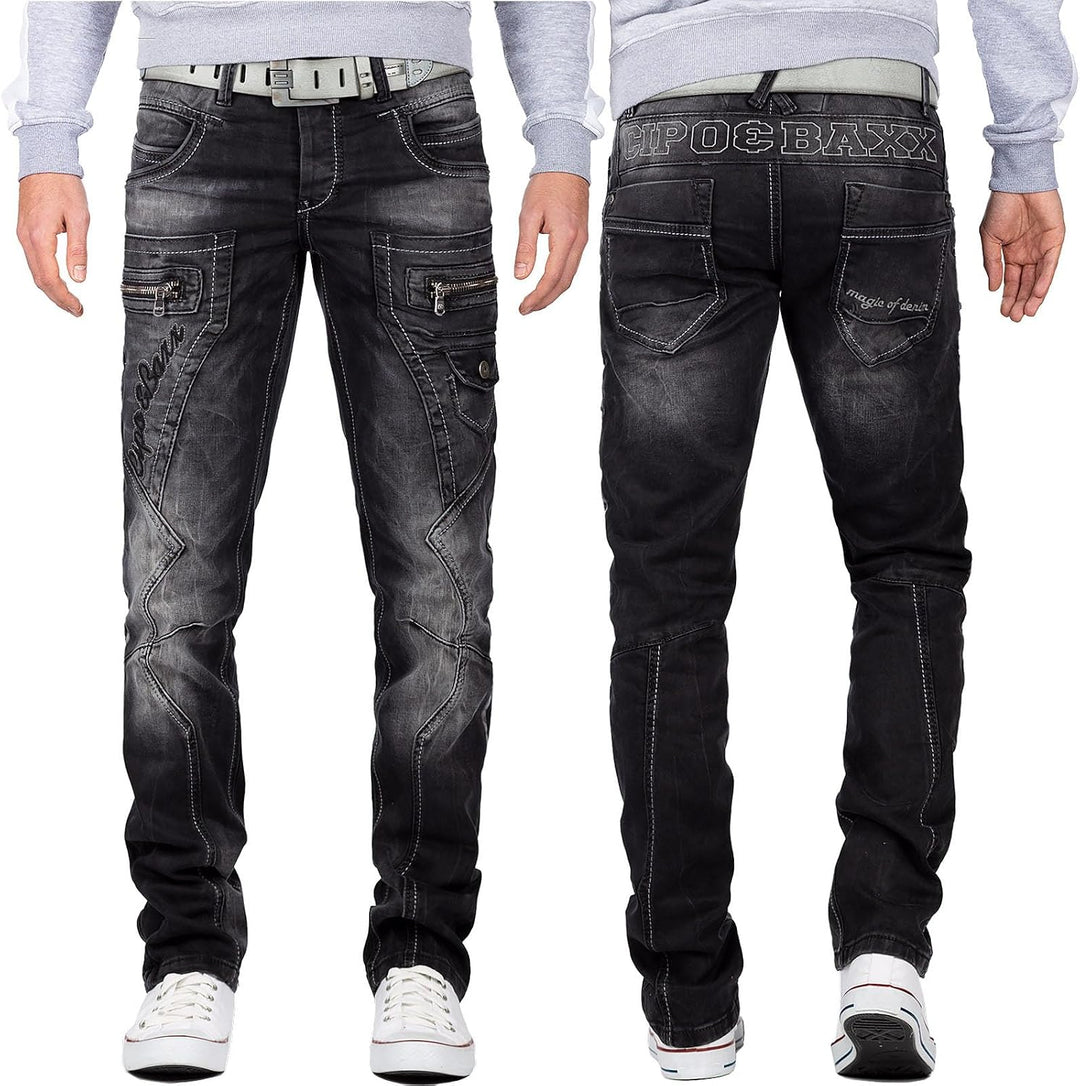 Cipo &amp; Baxx Herren Jeans in Regular &amp; Slim Fit im Biker- und Used-Look | Verschiedene Designs mit St
