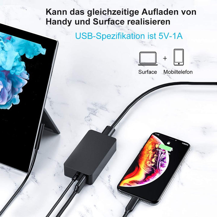 SUPERNIGHT Ladegerät für Surface Pro 65W 15V 4A Netzteil-Adapter Surface Ladakebel für Surface Book