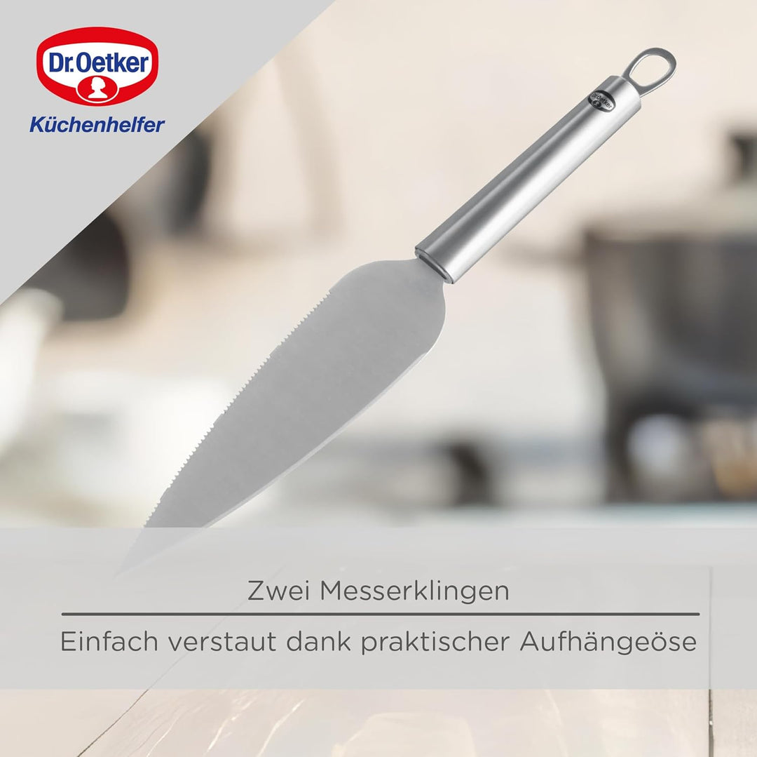 Dr. Oetker 1956 Profi-Tortenmesser und Tortenheber, Küchenmesser, für die Hochzeitsfeier, 31 cm, ver