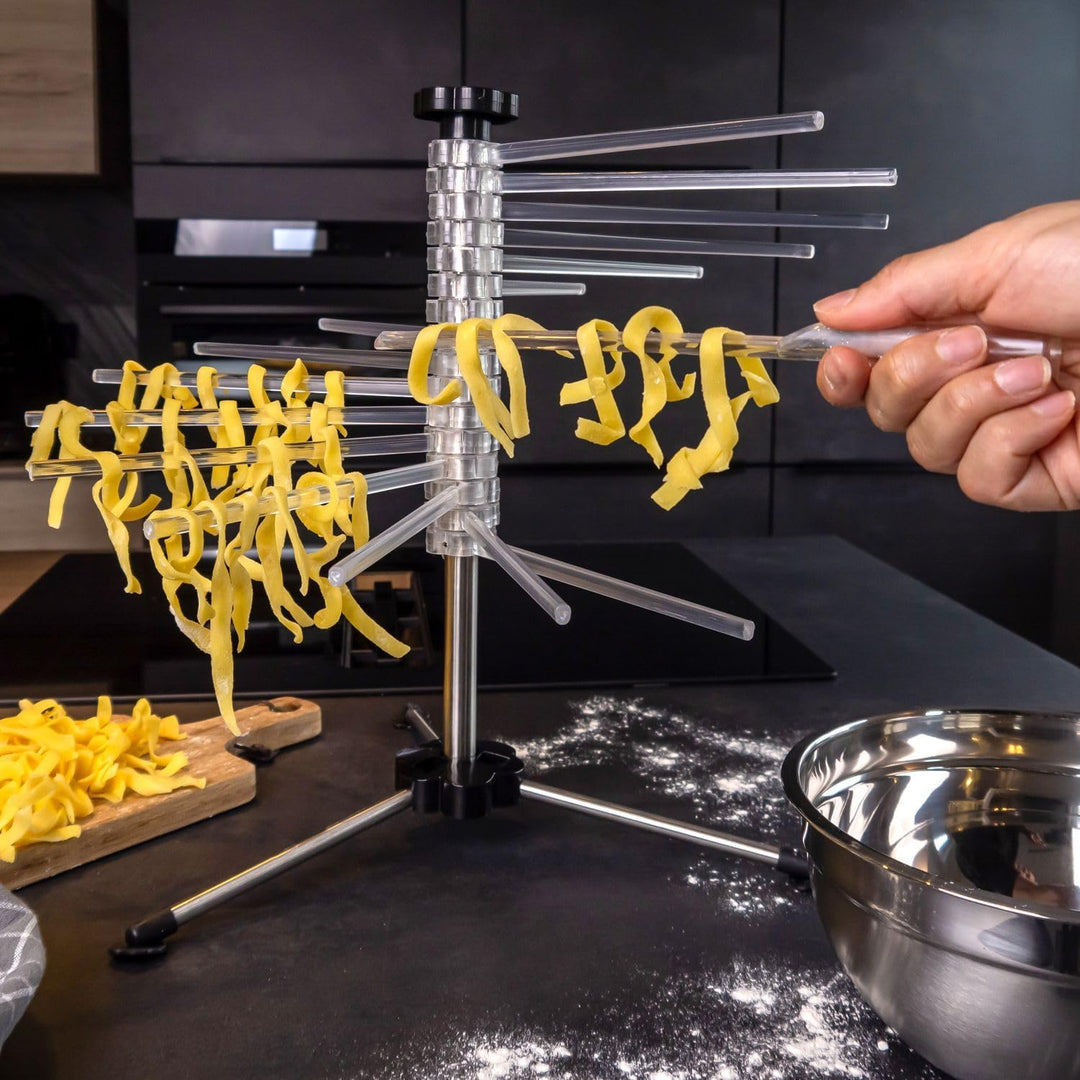 Intirilife Nudeltrockner 50cm 14 Sprossen -silber- Nudelständer zum Trocknen von Pasta zusammenklapp