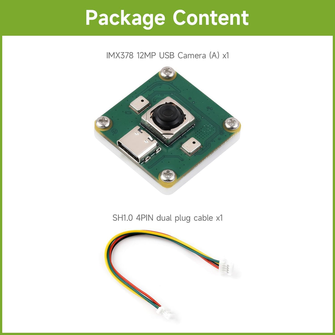 Waveshare IMX378 12MP USB Camera (A), Supports 30 FPS Output, Better Sensitivity In Low-Light Condit