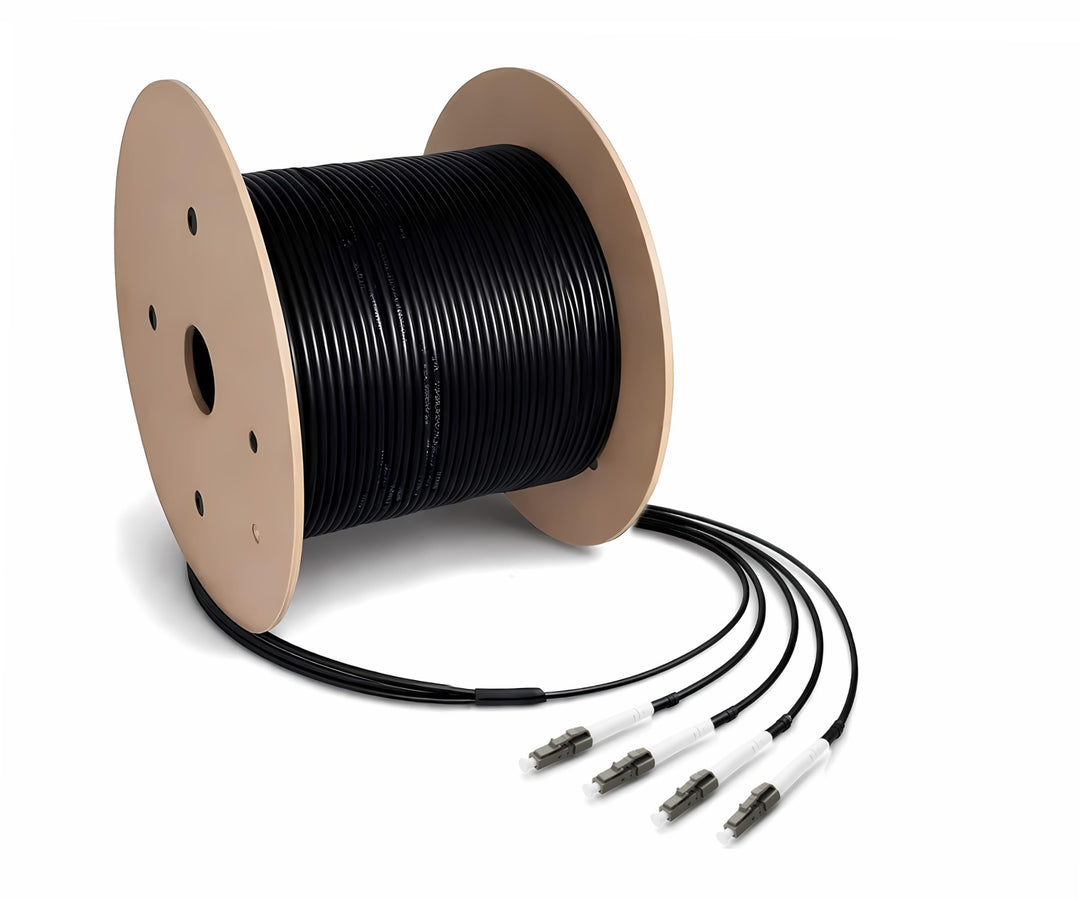 DINIC LWL Outdoor-Kabel 4 Fasern OM4, 50µ, LC/LC, Aussenkabel (50m, schwarz) 50m schwarz, 50m schwar