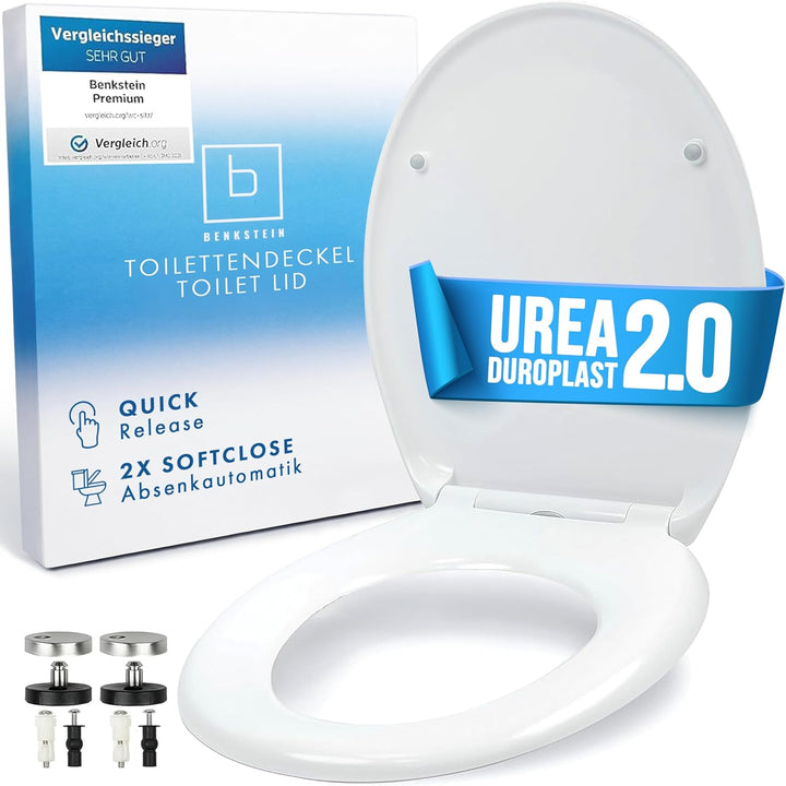 Benkstein® Premium Toilettendeckel antibakteriell oval weiss. Klodeckel mit Quick-Release-Funktion u