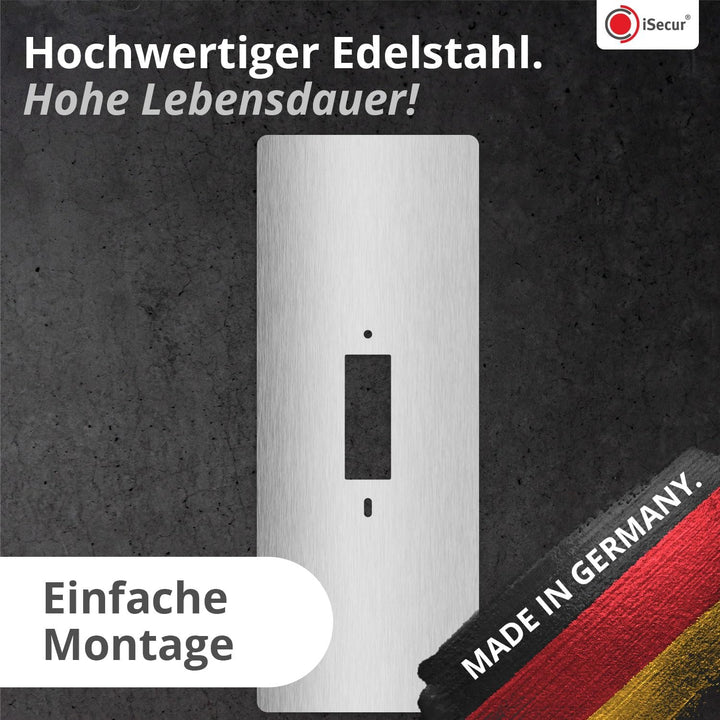 iSecur Blende passend für Ring Akku-Videotürklingel aus Edelstahl I Doorbell Pro 2 I Klingelschild I