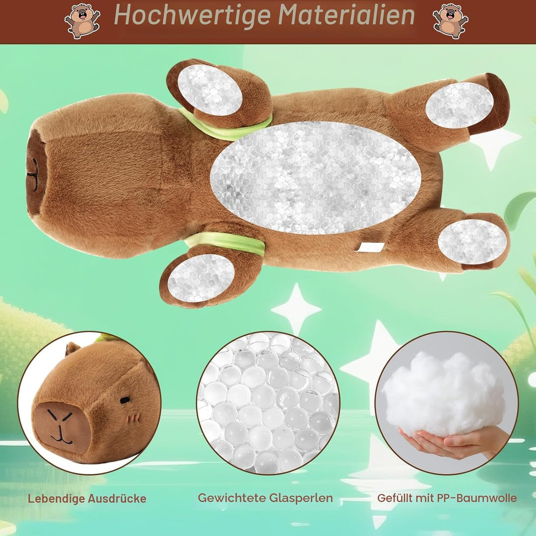 SQEQE Gewichtetes Capybara Kuscheltier, Weiches Wasserschwein Plüschtier Kuscheltierkissen mit Gewic