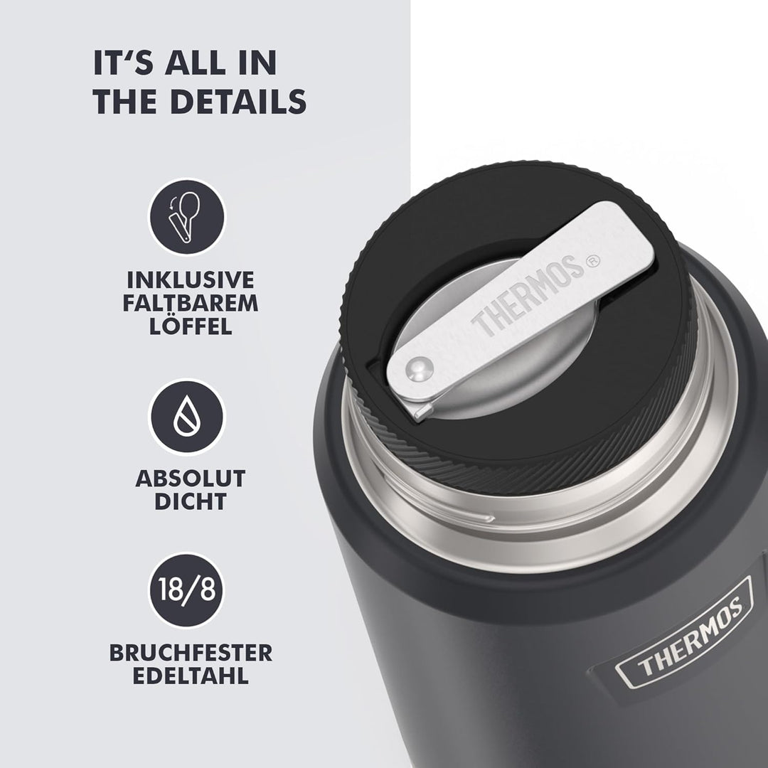 Thermos ICON Food Jar 0,71 l, dunkelgrau/graphite mat, Speisegefäss für Essen 710 ml, doppelwandigem