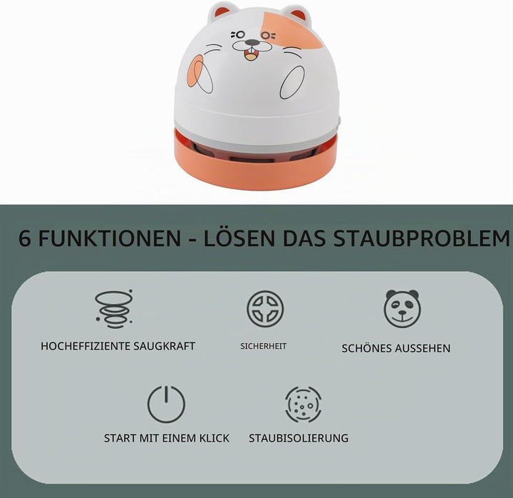 ciciglow Mini-Tischstaubsauger, Niedlicher Schreibtischstaubsauger Zum Aufnehmen von Krümel, Radierg