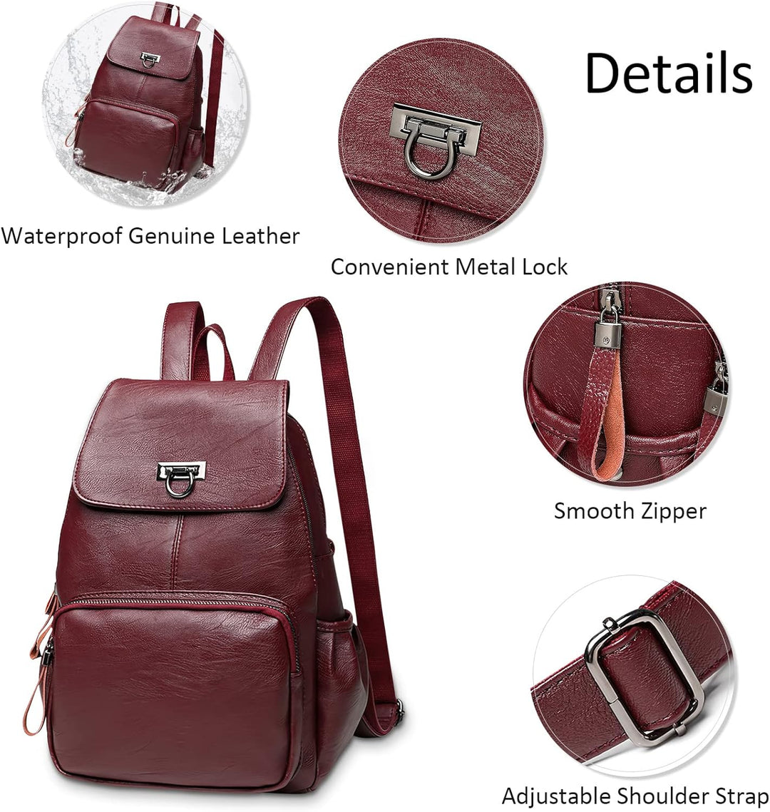 DIRRONA Rucksack Damen Elegant Rucksack im Klappdesign Casual Damen Schultertaschen PU Leder Wasserd