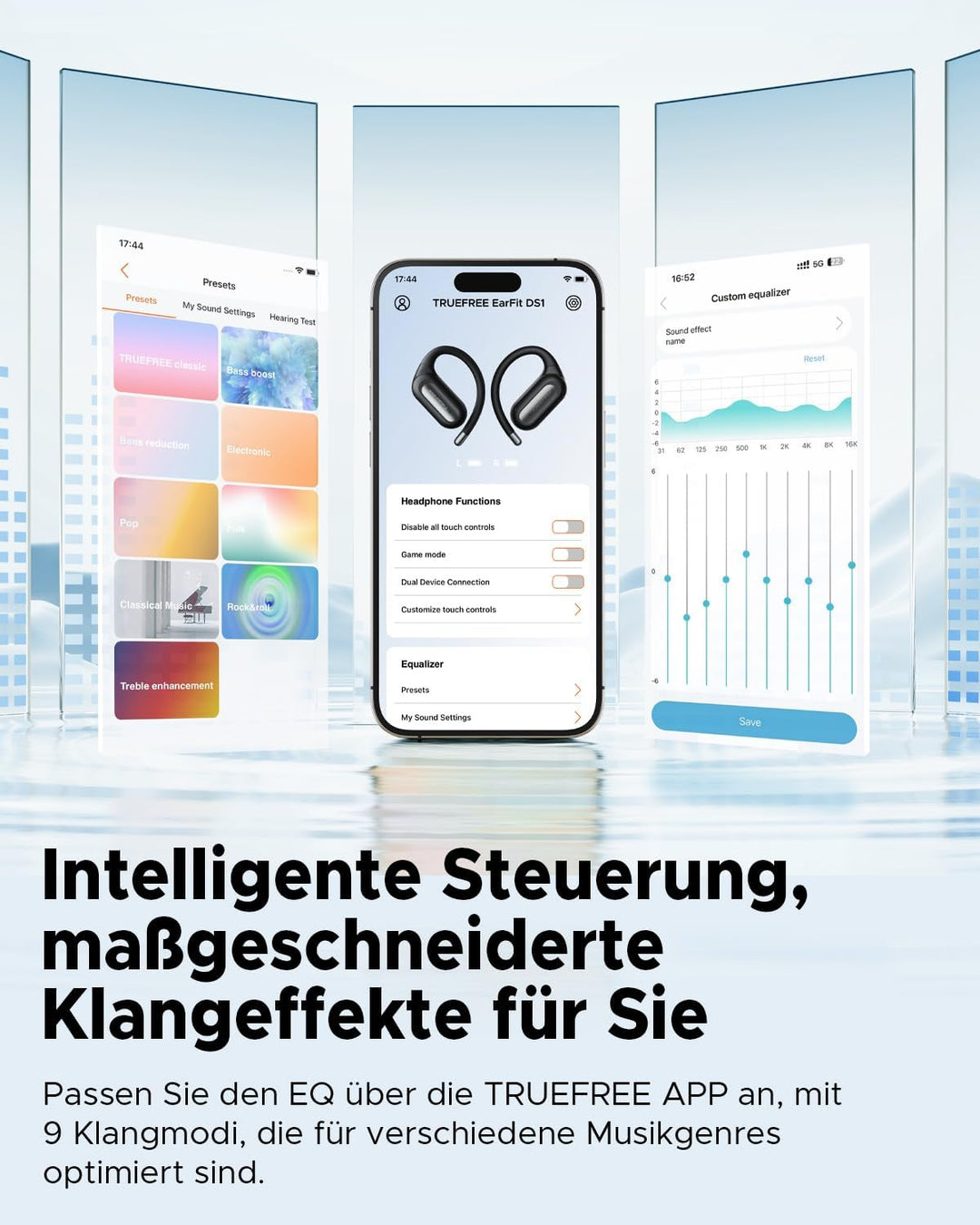 truefree EarFit DS1 Open-Ear Kopfhörer, Filigraner Ohrhaken Sport Ohrhörer, Kabellos Bluetooth 6.0 E