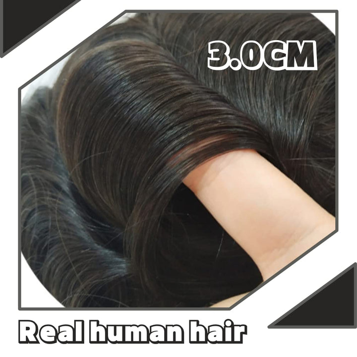 Hairnotion Echthaar französische Spitze Haut Basisgrösse 8 “X 10” Toupet für Männer Schwarz 1b # Per