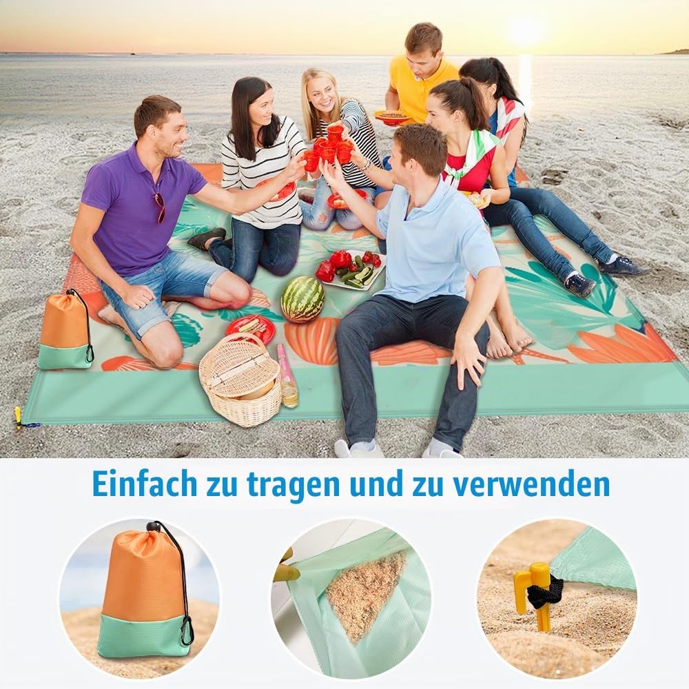 Stranddecke Sandfrei, Sandfeste Stranddecke Wasserdicht, Leicht Und Dünn, Tragbare Strandmatte Faltb