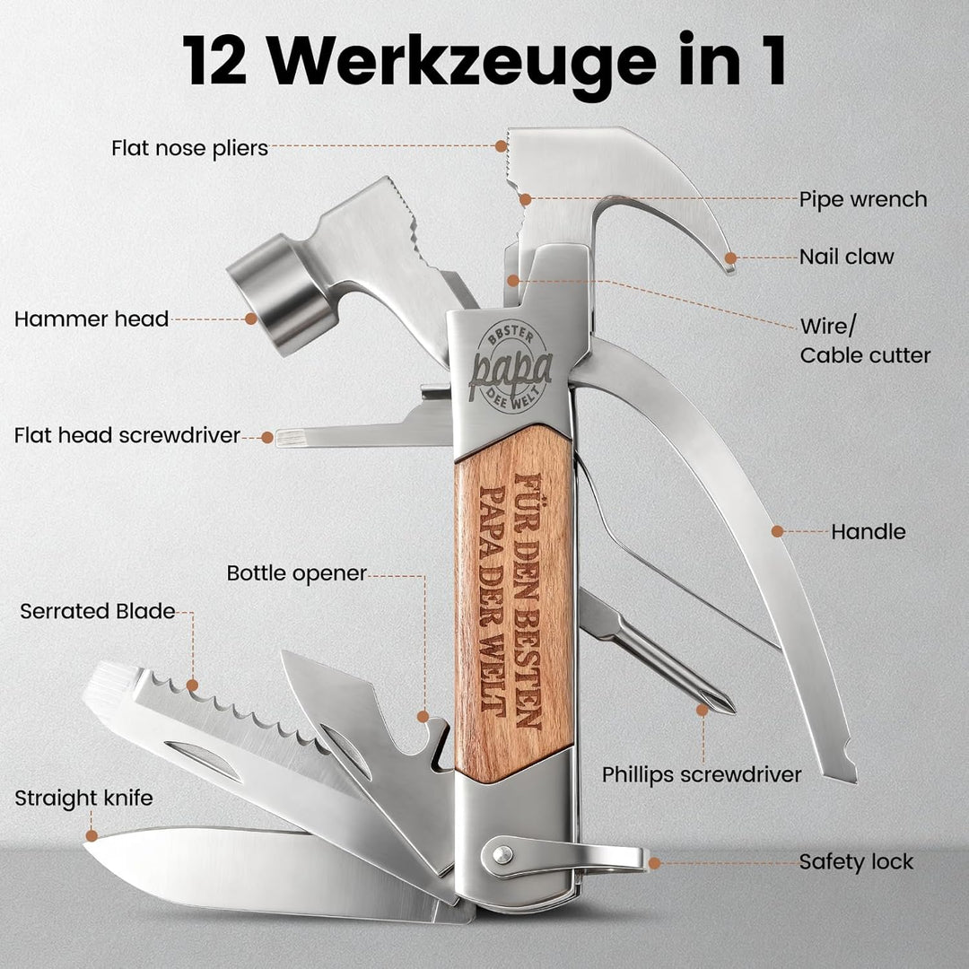 Tesmotor Geschenke für Männer, 12 in 1 Multitool Gadgets für Papa, Camping Zubehör Männergeschenke,