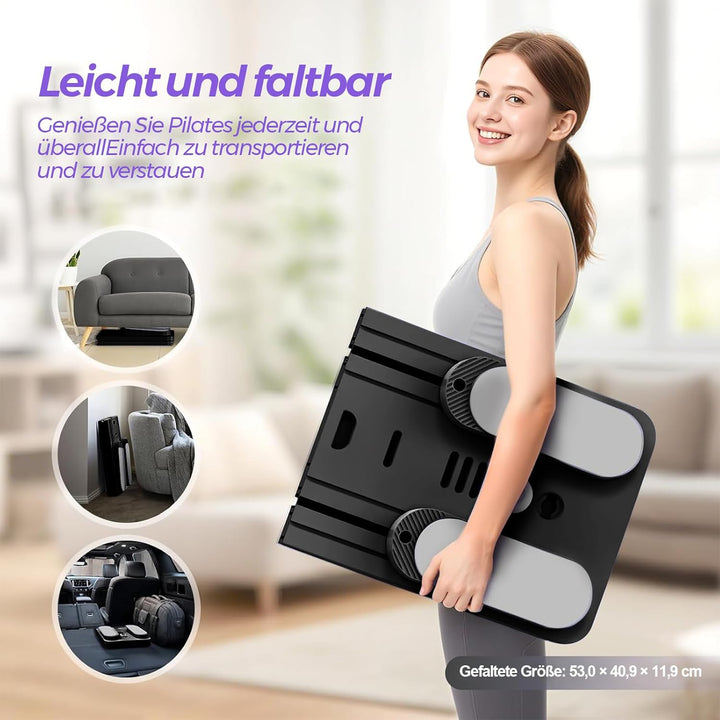 Pilates Board Upgraded, 6-in-1 Faltbares Pilates Reformer Set für Zuhause, Multifunktionales Ganzkör