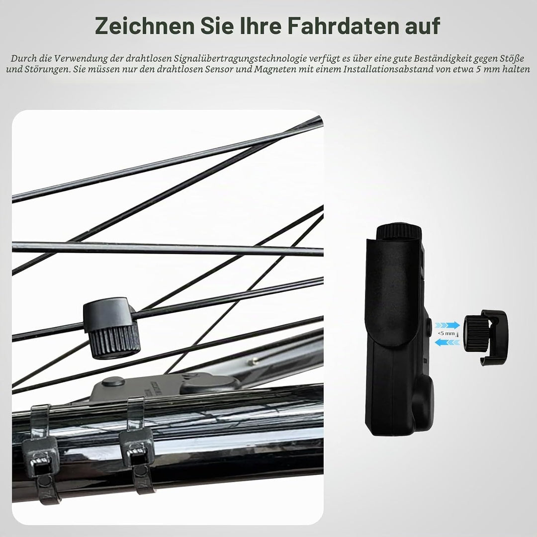 Fahrradcomputer Kabellos 20 Funktionen IP66 Wasserdicht mit Hintergrundbeleuchtetem Display Fahrrad