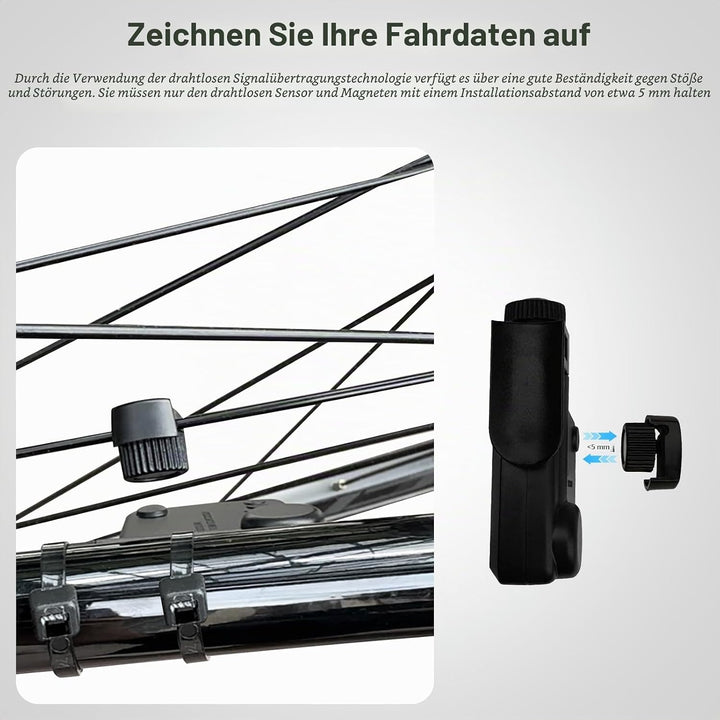 Fahrradcomputer Kabellos 20 Funktionen IP66 Wasserdicht mit Hintergrundbeleuchtetem Display Fahrrad