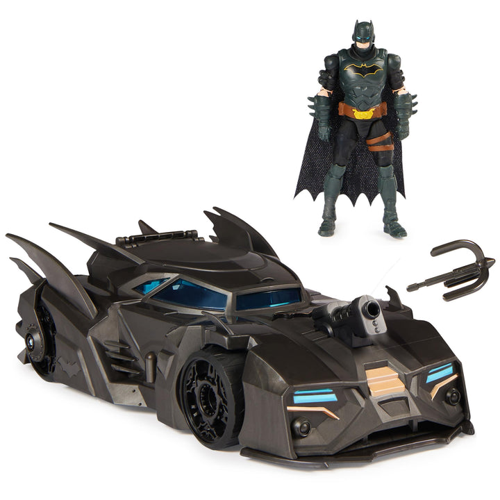 DC Comics Batman Offroad Batmobile mit Fanghaken-Katapult und Gitter-Zelle im Heck, inkl. 10-cm Batm
