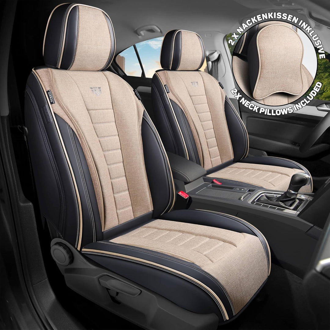 Schonbezüge Sitzbezüge für VW T7 Multivan Bj ab 2021 in Schwarz/Beige NL3