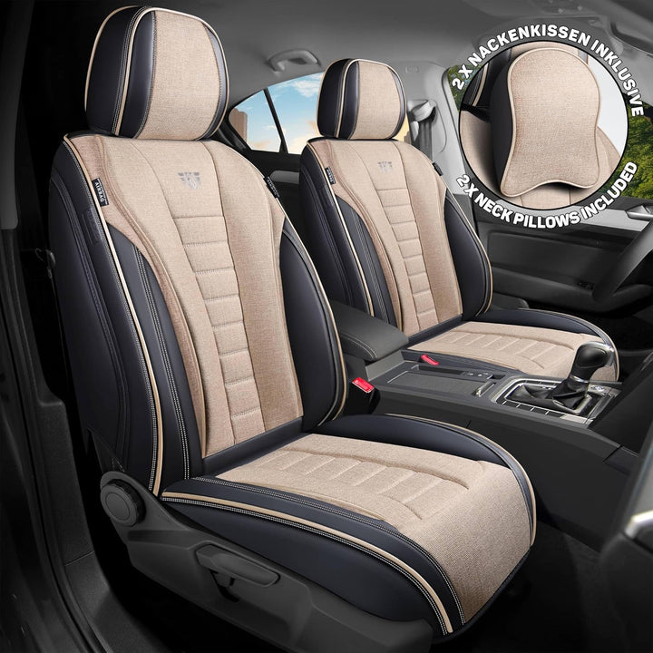 Schonbezüge Sitzbezüge für VW T7 Multivan Bj ab 2021 in Schwarz/Beige NL3