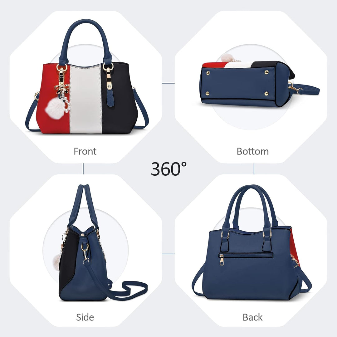 DORRISO Damen Handtasche Mode Pompons Anhänger Umhängetasche Elegantes Casual Reise Handtasche Fraue