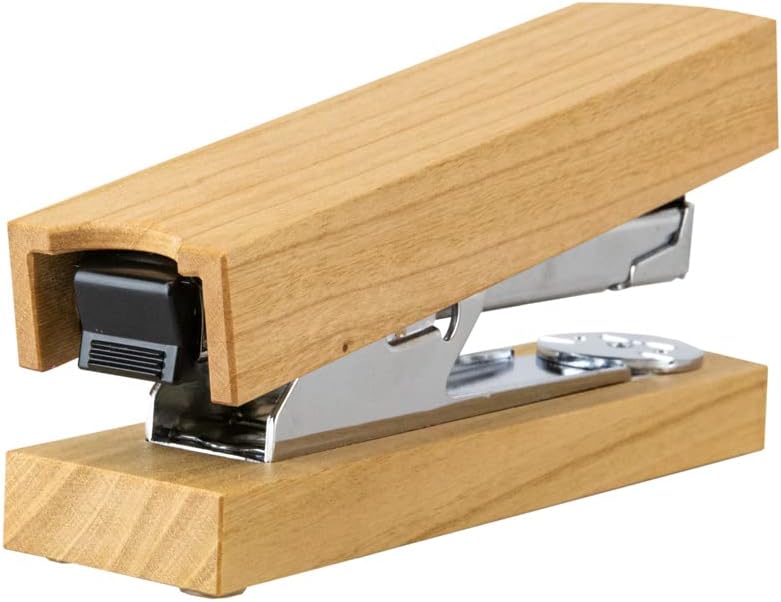 Hefter Tacker aus Holz Kirschholz Edelstahl nachfüllbar für Büro 2–30 Blatt Kapazität