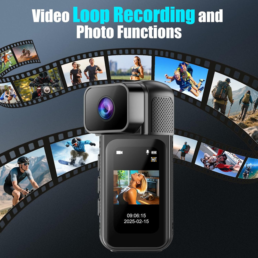 Action Cam 180° Drehung des Objektivs WiFi Kamera, 2.7K Action Kamera mit 170°Weitwinkel,Fahrrad Vid