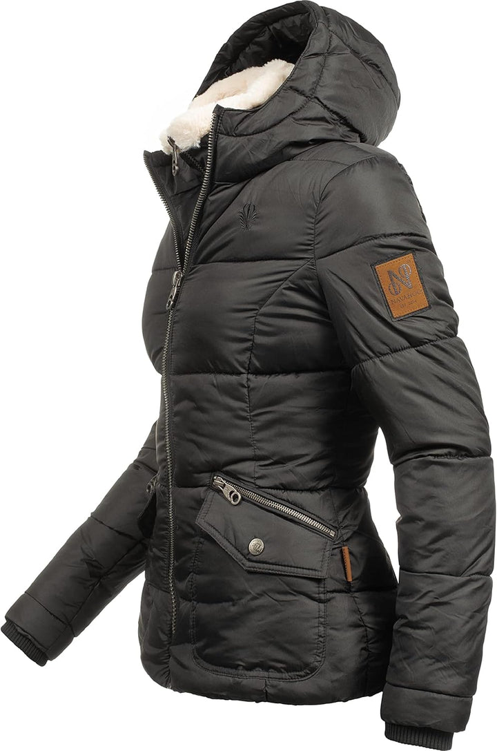 Navahoo Damen warme Winter Steppjacke Megan XS-XXL XL Schwarz, XL Schwarz