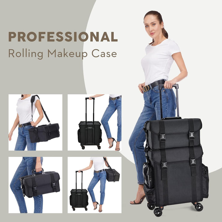 Kosmetik Trolley mit 8 Schubladen Kosmetikkoffer Make up Koffer Professioneller Friseurkoffer 2 in 1