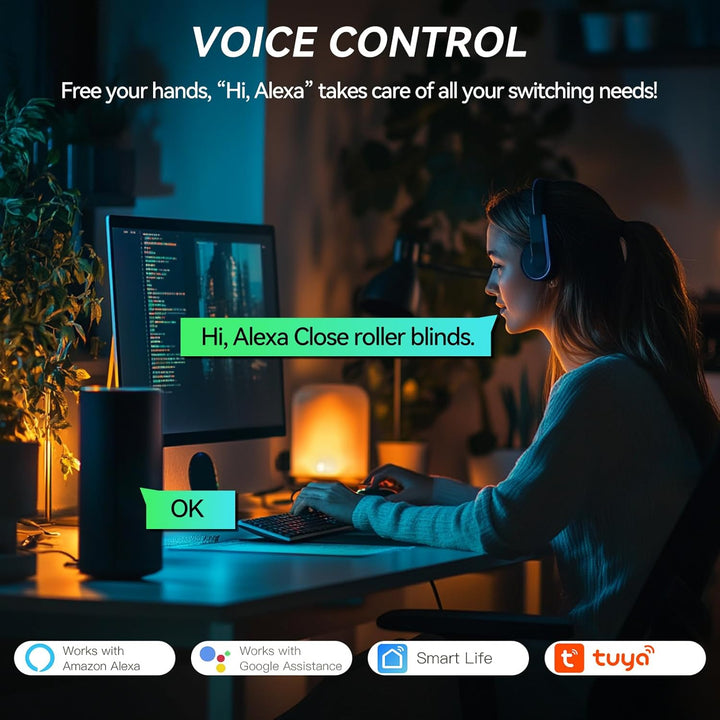 BSEED WiFi Smart Rolladenschalter, Fernbedienung und Timer-Funktion mit Smart Life/Tuya APP, arbeite