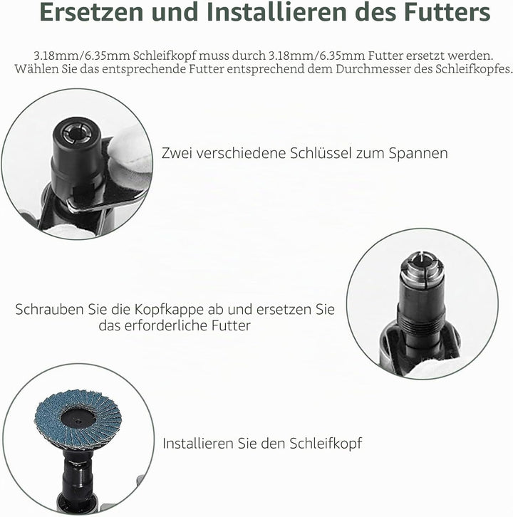 EYPINS Druckluftschleifer Set, Druckluft Winkelschleifer mit Schutzhülle Stabschleifer Gesenkschleif