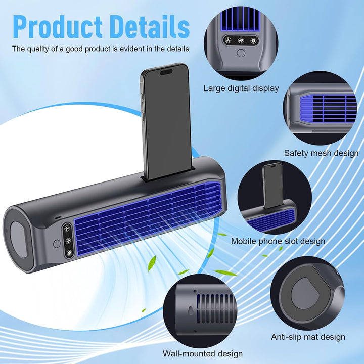2000 mAh Akku Camping Ventilator, Tragbare Tischventilator Leise USB Ventilator für Büro, Reisen, Kü